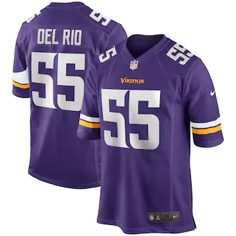 mens nike jack del rio purple minnesota vikings game retire